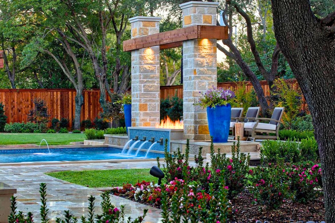 Fireplace and Water Feature Combo in Dallas